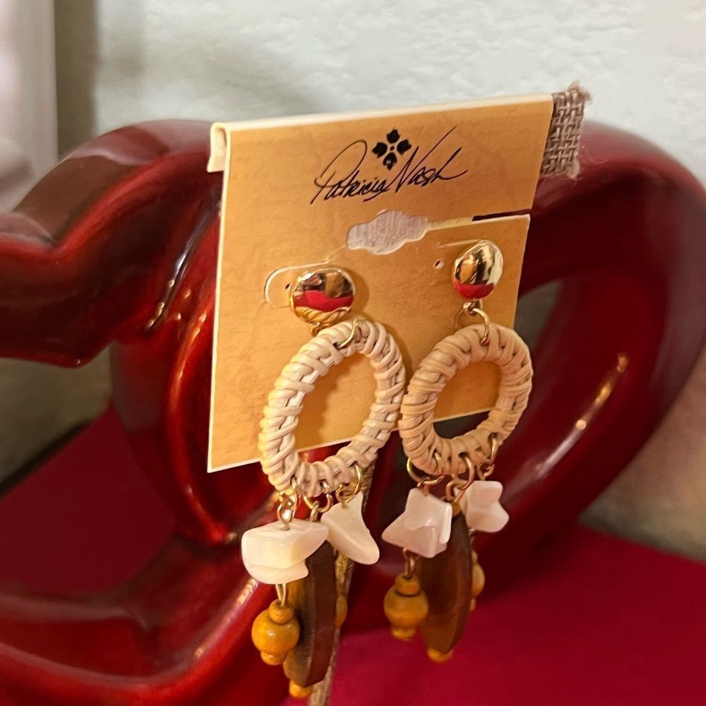 NWT Patricia Nash Boho Earrings with Wood Accents #PNER